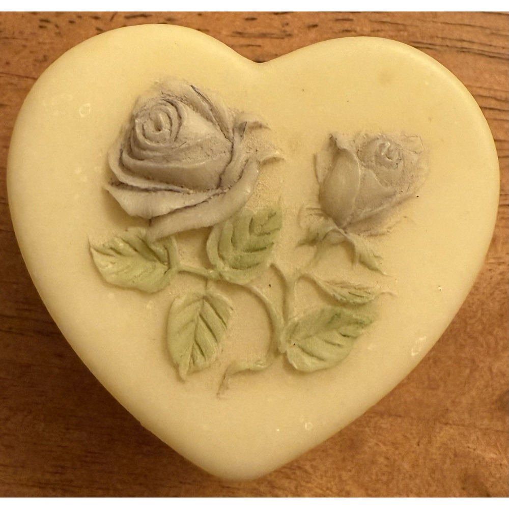 Vintage Trinket Box Heart With Purple Roses